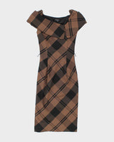 Y2K Le Chateau Brown and Black Check Dress - XS