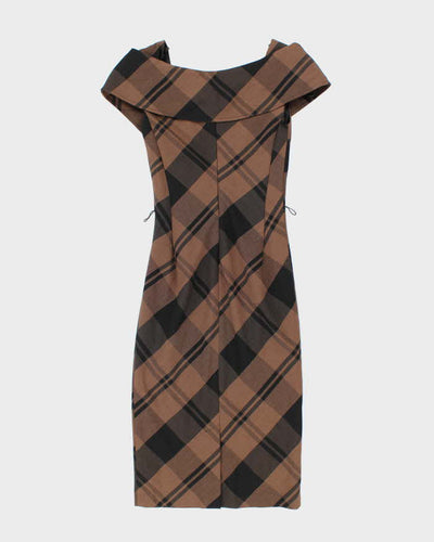 Y2K Le Chateau Brown and Black Check Dress - XS