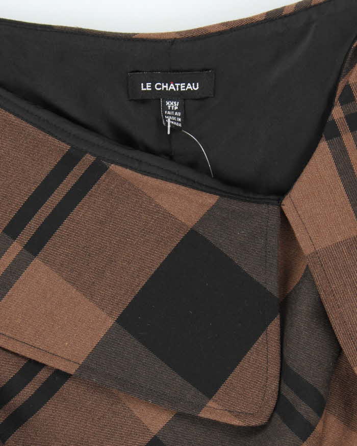 Y2K Le Chateau Brown and Black Check Dress - XS