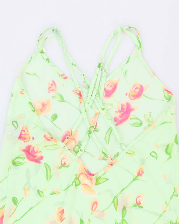 Vintage Y2k 00s La Vie En Rose Mesh Slip Dress - S