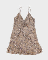 Vintage Y2k 00s Teccia Silk Leopard Print Dress - S
