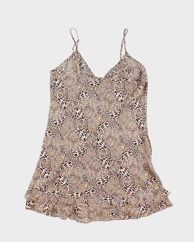 Vintage Y2k 00s Teccia Silk Leopard Print Dress - S