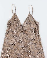 Vintage Y2k 00s Teccia Silk Leopard Print Dress - S