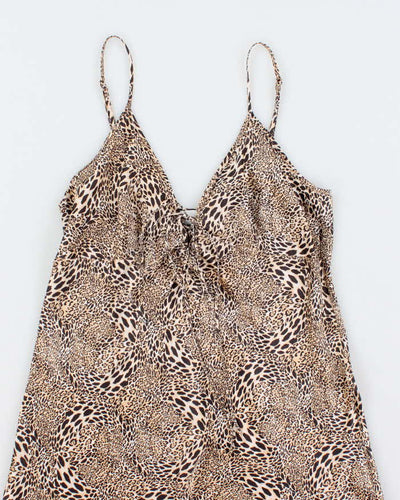 Vintage Y2k 00s Teccia Silk Leopard Print Dress - S