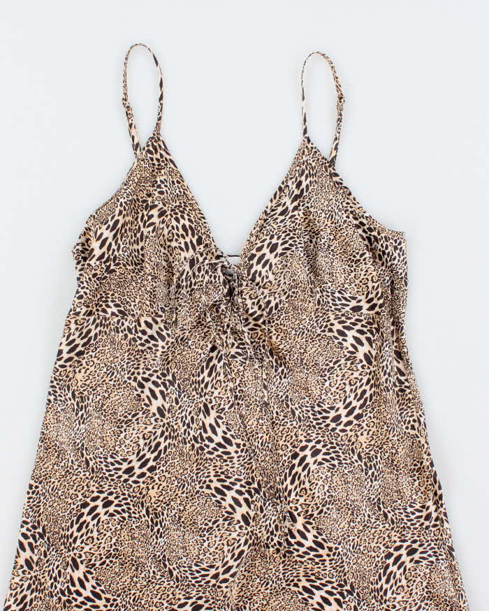 Vintage Y2k 00s Teccia Silk Leopard Print Dress - S