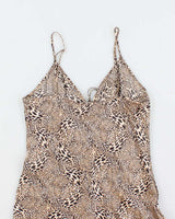 Vintage Y2k 00s Teccia Silk Leopard Print Dress - S