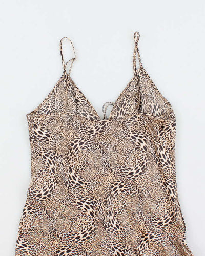 Vintage Y2k 00s Teccia Silk Leopard Print Dress - S
