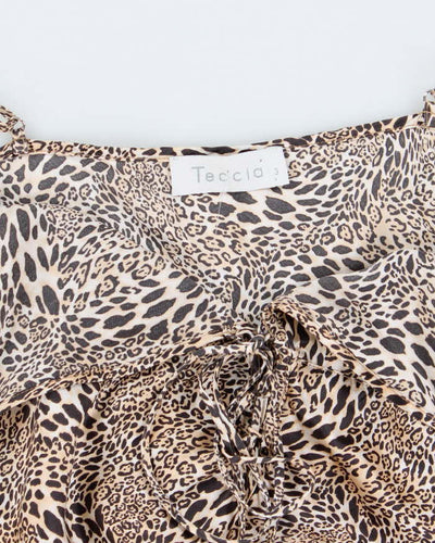Vintage Y2k 00s Teccia Silk Leopard Print Dress - S