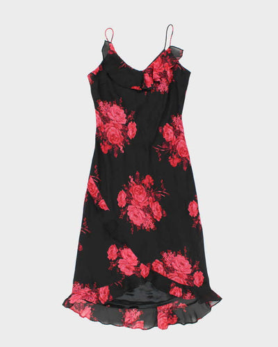 Vintage 90s Express Floral Ruffle Hem Dress - S