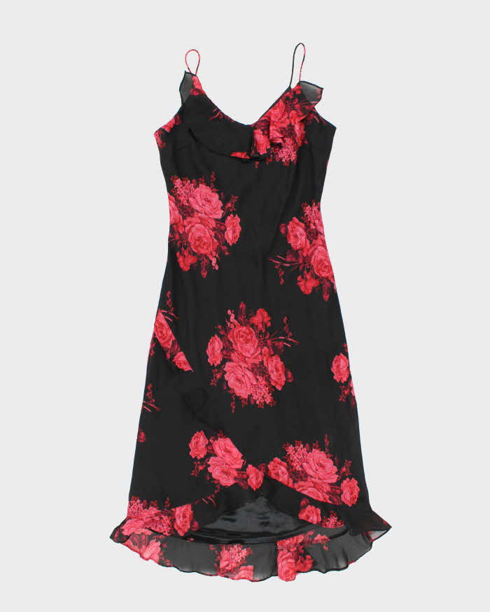 Vintage 90s Express Floral Ruffle Hem Dress - S