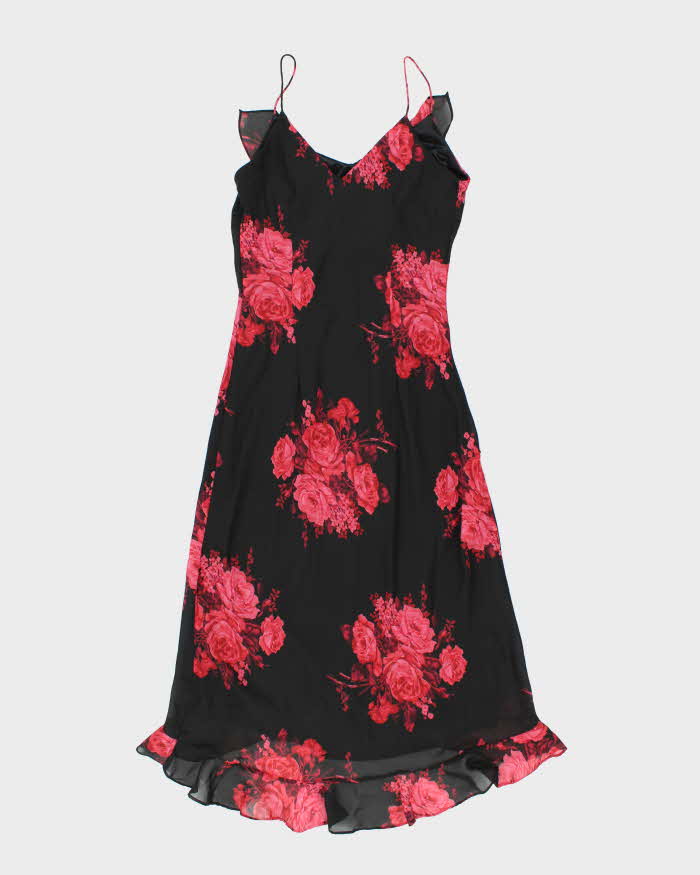 Vintage 90s Express Floral Ruffle Hem Dress - S