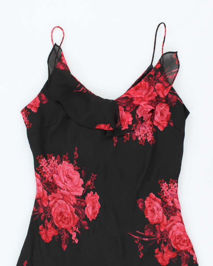 Vintage 90s Express Floral Ruffle Hem Dress - S