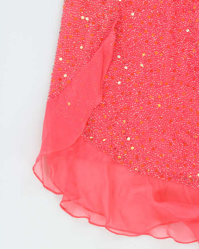 Vintage 90s Dalia Silk Beaded Cowl Neck Dress - S