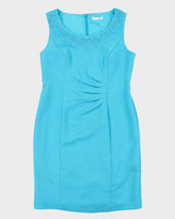 Vintage 1990s Women's Jacques Vert Blue Sequined A-Line Dress - Size M