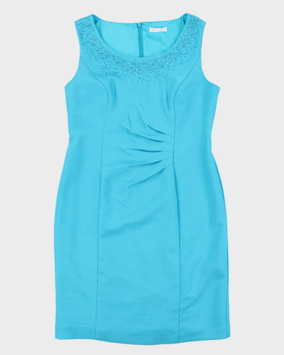 Vintage 1990s Women's Jacques Vert Blue Sequined A-Line Dress - Size M