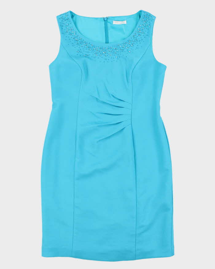 Vintage 1990s Women's Jacques Vert Blue Sequined A-Line Dress - Size M