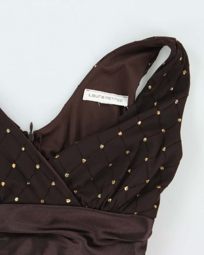 Vintage 1990s Women's Laura Petites Diamond Sequined Apron Party Dress - Size M