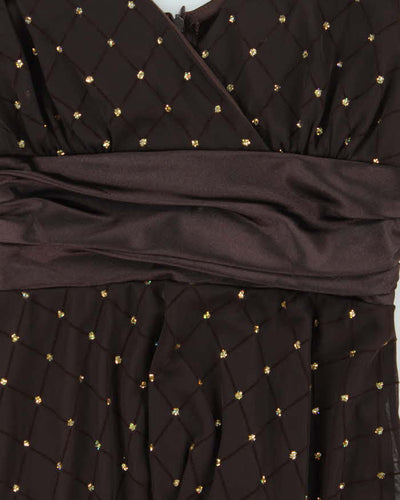 Vintage 1990s Women's Laura Petites Diamond Sequined Apron Party Dress - Size M