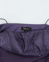 Vintage 1990s Women's Purple Sequined Ruffle Knee Length Party Dress - Size M