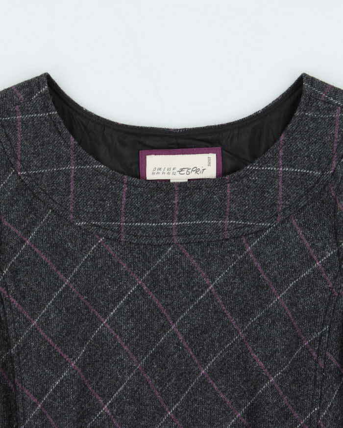 Vintage Y2k 00s Esprit Wool Blend Check Dress - S