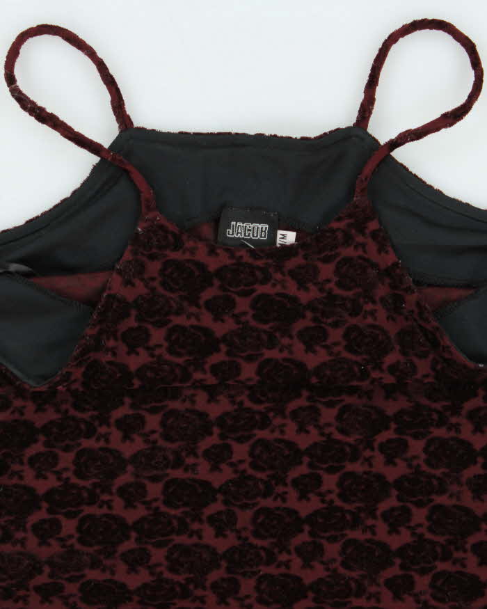 Vintage 90s Jacob Velvet Rose Dress - M