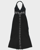 Vintage Y2k 00s Dave &amp; Johnny Bejewelled Halter Neck Dress - S