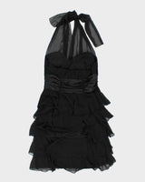 Vintage Y2k 00s Connected Ruffle Halter Dress - M