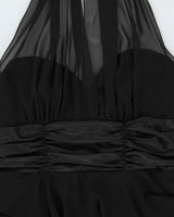 Vintage Y2k 00s Connected Ruffle Halter Dress - M