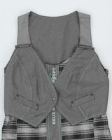 Vintage Y2k 00s Deux Millie 26 Concept Waist Coat Check Dress - M