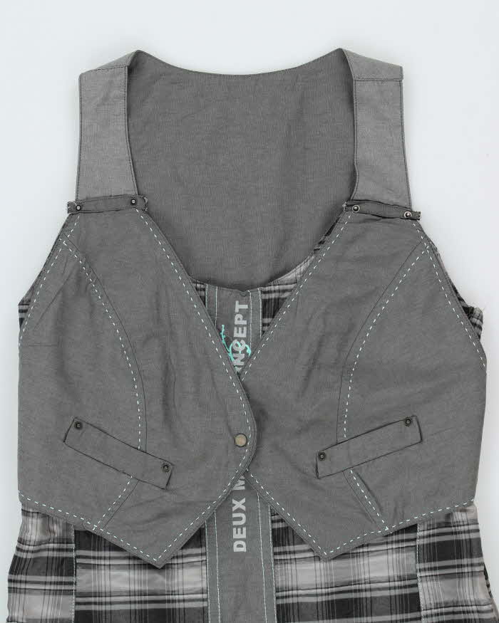 Vintage Y2k 00s Deux Millie 26 Concept Waist Coat Check Dress - M