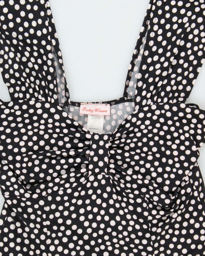 Vintage 90s Pretty Woman Polka Dot Slinky Flare Dress - S