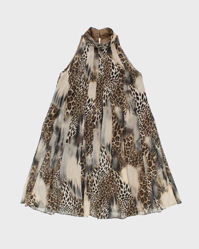 Vintage Y2k 00s Joseph Ribkoff Animal Print High Neck Dress - S