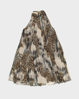 Vintage Y2k 00s Joseph Ribkoff Animal Print High Neck Dress - S