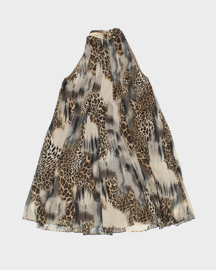 Vintage Y2k 00s Joseph Ribkoff Animal Print High Neck Dress - S