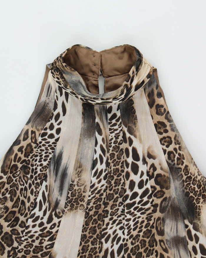 Vintage Y2k 00s Joseph Ribkoff Animal Print High Neck Dress - S