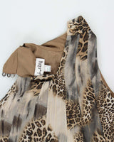 Vintage Y2k 00s Joseph Ribkoff Animal Print High Neck Dress - S