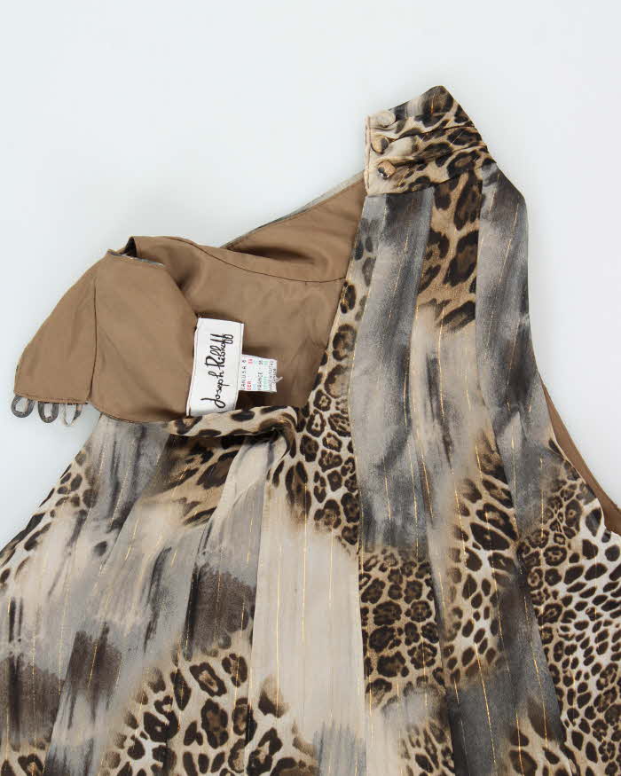 Vintage Y2k 00s Joseph Ribkoff Animal Print High Neck Dress - S