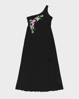 Vintage 90s 00s Fairweather Embroidered One Shoulder Maxi Dress - L