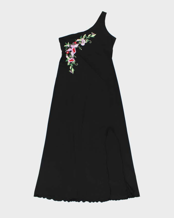 Vintage 90s 00s Fairweather Embroidered One Shoulder Maxi Dress - L