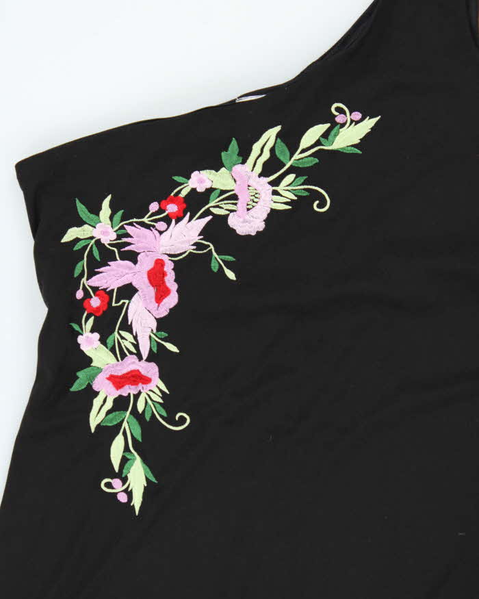 Vintage 90s 00s Fairweather Embroidered One Shoulder Maxi Dress - L