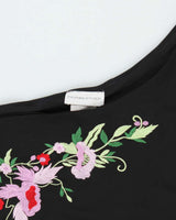 Vintage 90s 00s Fairweather Embroidered One Shoulder Maxi Dress - L