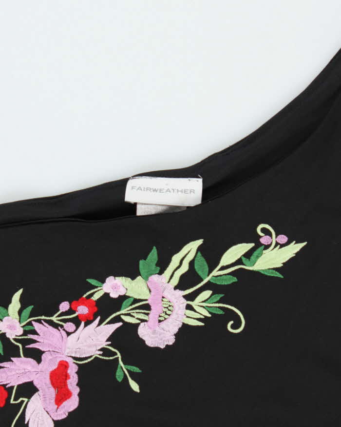 Vintage 90s 00s Fairweather Embroidered One Shoulder Maxi Dress - L