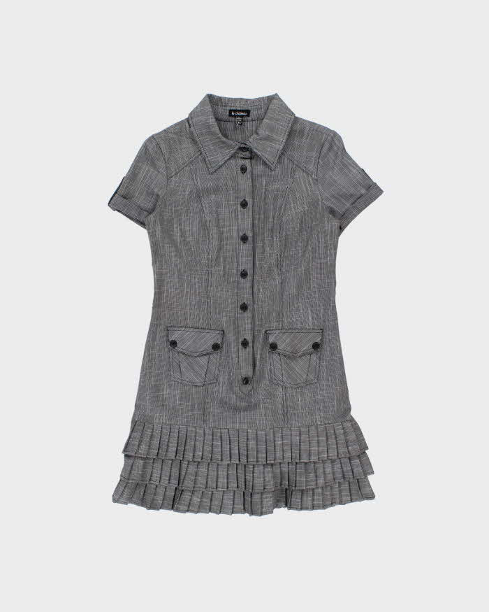 Vintage Y2k 00s Le Chateau Check Button-up Pleated Mini Dress - M