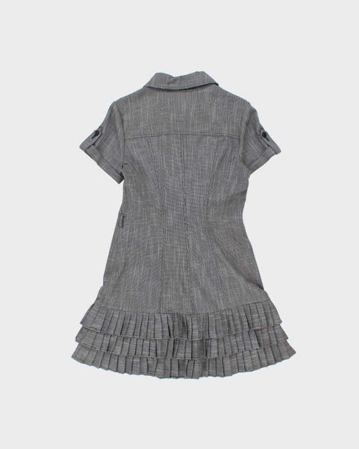Vintage Y2k 00s Le Chateau Check Button-up Pleated Mini Dress - M