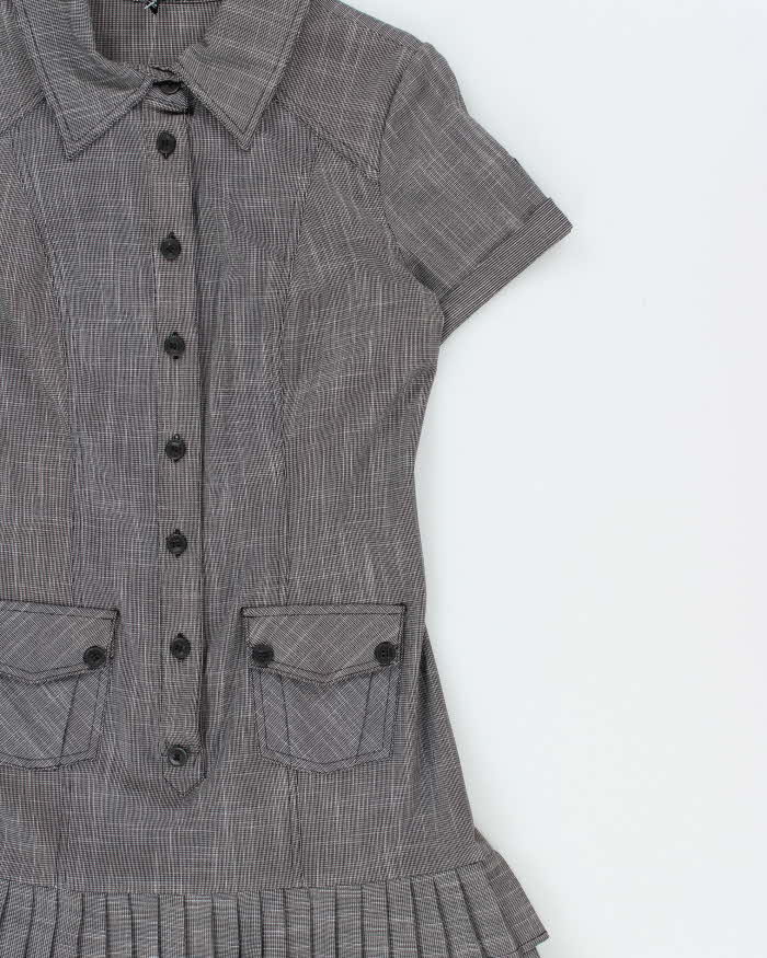 Vintage Y2k 00s Le Chateau Check Button-up Pleated Mini Dress - M