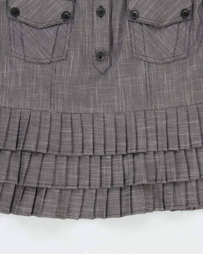 Vintage Y2k 00s Le Chateau Check Button-up Pleated Mini Dress - M