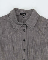 Vintage Y2k 00s Le Chateau Check Button-up Pleated Mini Dress - M