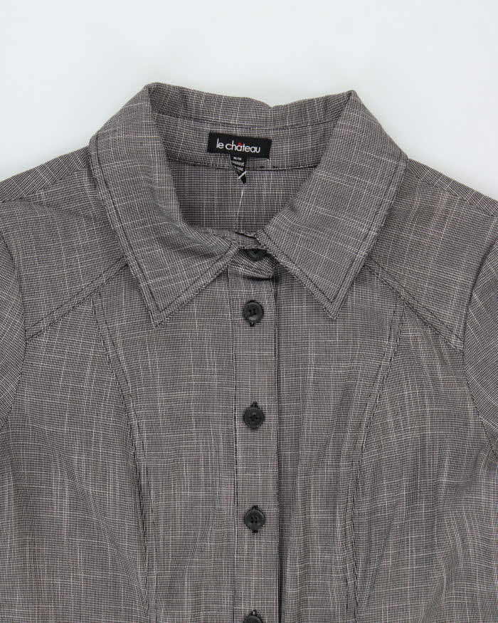 Vintage Y2k 00s Le Chateau Check Button-up Pleated Mini Dress - M