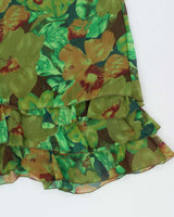 Vintage 90s 00s Kevenl Floral Ruffle Hem Dress - L