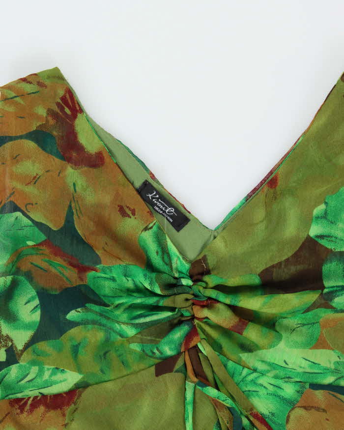 Vintage 90s 00s Kevenl Floral Ruffle Hem Dress - L